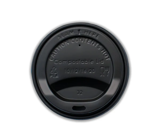 Tapa negra para vasos calientes de 10/20oz CPLA