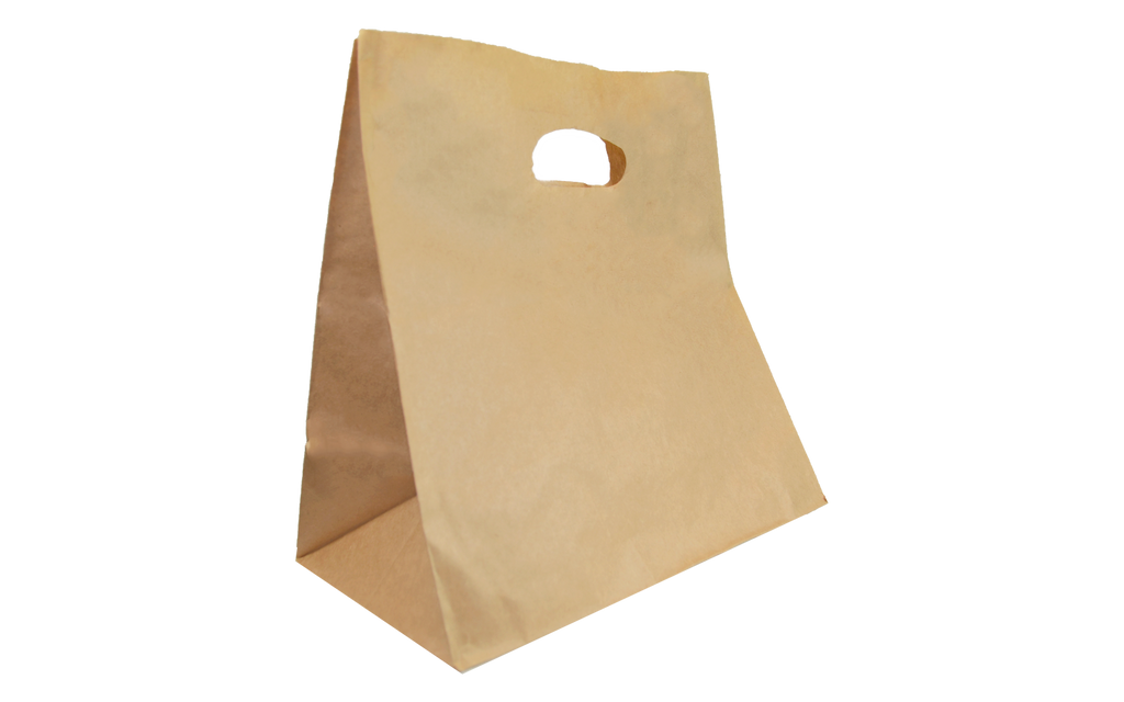 Bolsa de kraft con asa recortada